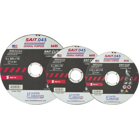 United Abrasives/Sait United Abrasives - Sait 23101 Depressed Center Wheel T1 4-1/2"x .045" x 7/8" 60 Grit Alum. Oxide 23101